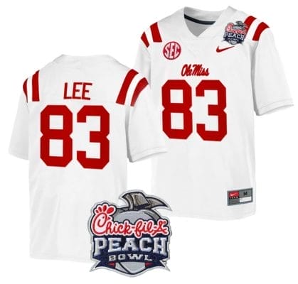 Cayden Lee Jersey #83 Ole Miss Rebels Peach Bowl Patch 2024 College Football White