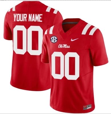 Custom Ole Miss Jersey Name and Number Football Vapor Limited All Stitched Red
