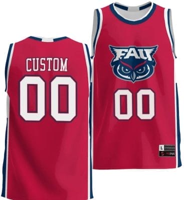 Custom FAU Owls Jersey Name and Number NIL College Basketball Lightweight Red