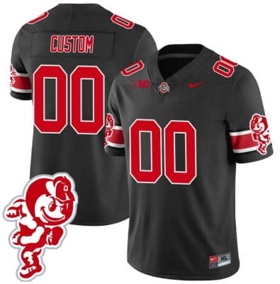 Custom Ohio State Jersey Name and Number Football Stitched Brutus Buckeye Patch Style 1 Black