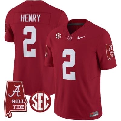 Derrick Henry Jersey #2 Alabama Crimson Tide Vapor Limited Football Alabama Map Crimson