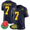 Donovan Edwards Jersey #7 Michigan Wolverines 1000 Wins & Rose Bowl Patch Special Navy