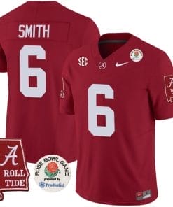 DeVonta Smith Jersey #6 Alabama Crimson Rose Bowl Patch Football Crimson