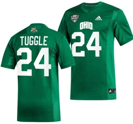 De'Montre Tuggle Jersey #24 Ohio Bobcats College Football Uniform Green