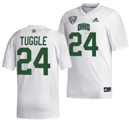 De'Montre Tuggle Jersey #24 Ohio Bobcats College Football Uniform White 8 De'Montre Tuggle Jersey #24 Ohio Bobcats College Football Uniform White