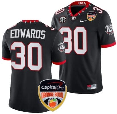 Daijun Edwards Jersey #30 Georgia Bulldogs Orange Bowl Patch 2023 College Football Black 8 Daijun Edwards Jersey #30 Georgia Bulldogs Orange Bowl Patch 2023 College Football Black