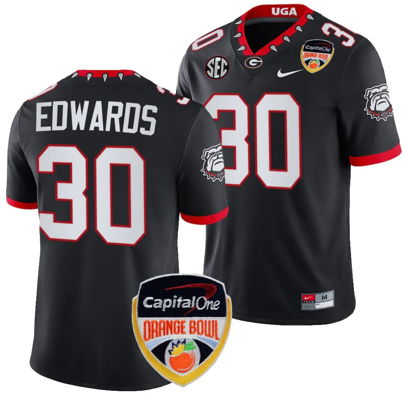 Daijun Edwards Jersey #30 Georgia Bulldogs Orange Bowl Patch 2023 College Football Black 1 Daijun Edwards Jersey #30 Georgia Bulldogs Orange Bowl Patch 2023 College Football Black