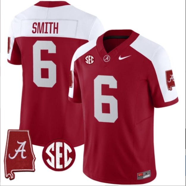 DeVonta Smith Jersey #6 Alabama Crimson Tide Vapor Stitched Football Alabama Map Alternate 1 DeVonta Smith Jersey #6 Alabama Crimson Tide Vapor Stitched Football Alabama Map Alternate