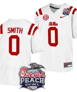 Deion Smith Jersey #0 Ole Miss Rebels Peach Bowl Patch 2024 College Football White