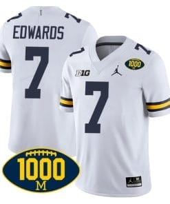 Donovan Edwards Jersey #7 Michigan Wolverines 1000 Wins Patch College Football White