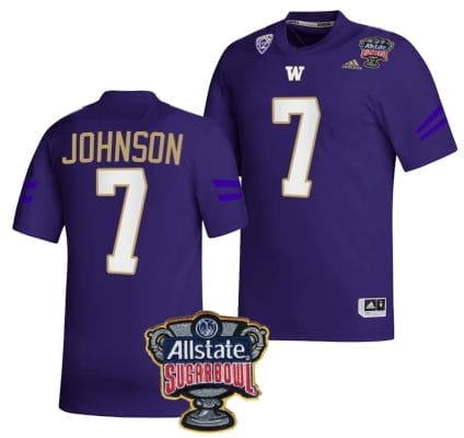 Dillon Johnson Jersey #7 Washington Huskies Allstate Sugar Bowl Patch 2024 College Football Purple