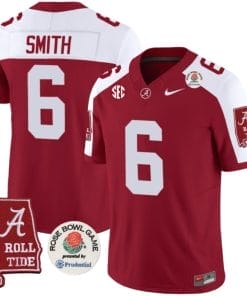DeVonta Smith Jersey #6 Alabama Crimson Rose Bowl Patch Football Crimson Alternate