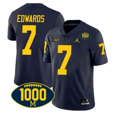 Donovan Edwards Jersey #7 Michigan Wolverines 1000 Wins Patch College Football Navy 8 Donovan Edwards Jersey #7 Michigan Wolverines 1000 Wins Patch College Football Navy