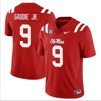 DeShawn Gaddie Jr Jersey #9 Ole Miss Rebels Football All Stitched Red