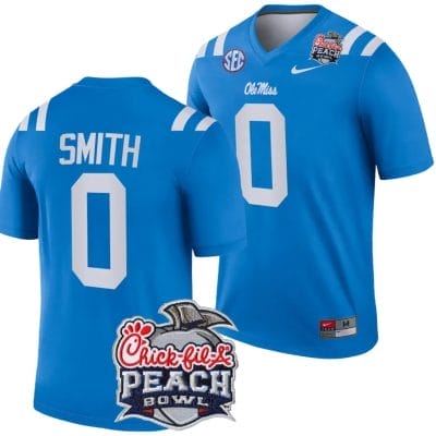 Deion Smith Jersey #0 Ole Miss Rebels Peach Bowl Patch 2024 College Football Blue