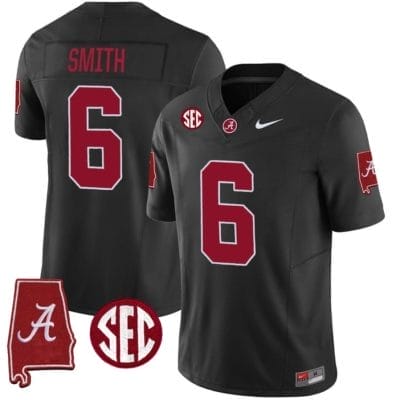 DeVonta Smith Jersey #6 Alabama Crimson Tide Vapor Stitched Football Alabama Map Black