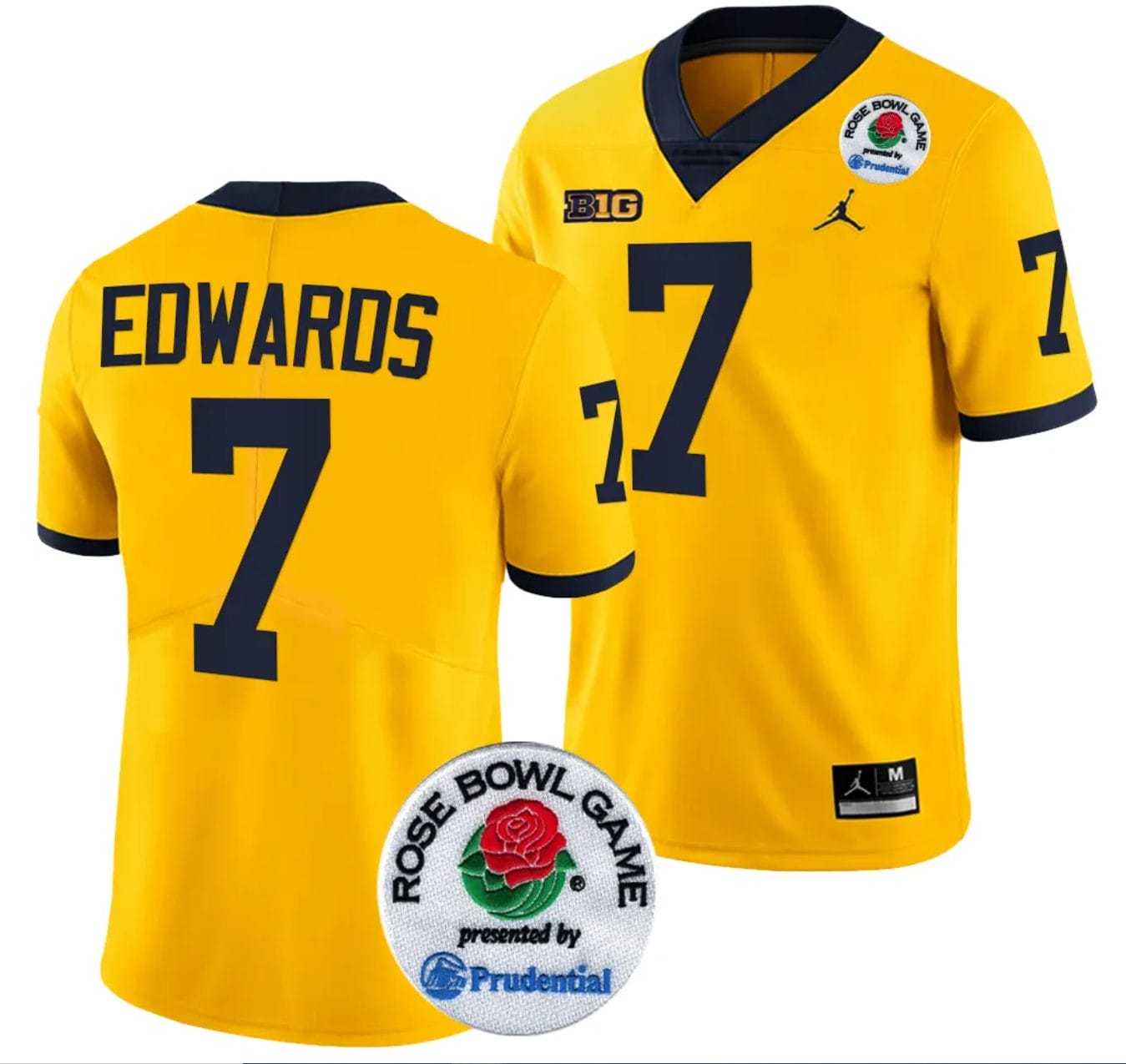 Donovan Edwards Jersey #7 Michigan Wolverines Rose Bowl Game 2024 Patch College Football Playoff Maize 1 Donovan Edwards Jersey #7 Michigan Wolverines Rose Bowl Game 2024 Patch College Football Playoff Maize