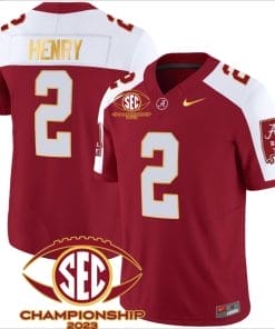 Derrick Henry Jersey #2 Alabama Crimson SEC Championship 2023 Patch Vapor Gold Football Crimson Alternate