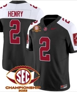Derrick Henry Jersey #2 Alabama Crimson SEC Championship 2023 Patch Vapor Limited Football Black Alternate