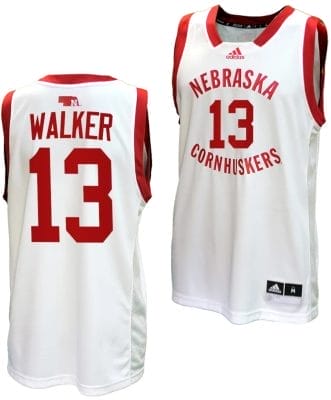 Derrick Walker Jersey #13 Nebraska Cornhuskers Basketball Home Uniform 2023-24 White