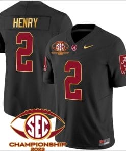 Derrick Henry Jersey #2 Alabama Crimson SEC Championship 2023 Patch Vapor Gold Football Black