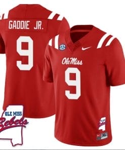 DeShawn Gaddie Jr Jersey #9 Ole Miss Rebels Football Ole Map All Stitched Red