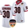 Daijun Edwards Jersey #30 Georgia Bulldogs Orange Bowl Patch 2023 College Football White 5 Daijun Edwards Jersey #30 Georgia Bulldogs Orange Bowl Patch 2023 College Football White