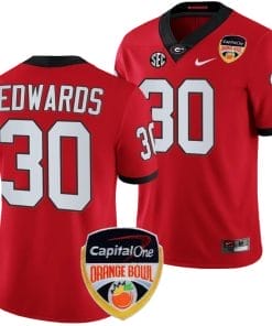 Daijun Edwards Jersey #30 Georgia Bulldogs Orange Bowl Patch 2023 College Football Red