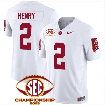 Derrick Henry Jersey #2 Alabama Crimson SEC Championship 2023 Patch Vapor Limited Football White 8 Derrick Henry Jersey #2 Alabama Crimson SEC Championship 2023 Patch Vapor Limited Football White
