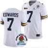 Donovan Edwards Jersey #7 Michigan Wolverines Rose Bowl Game 2024 Patch College Football Playoff White