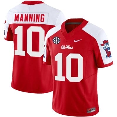 Eli Manning Jersey #10 Ole Miss Rebels Football Vapor Limited All Stitched Red Alternate 10 Eli Manning Jersey #10 Ole Miss Rebels Football Vapor Limited All Stitched Red Alternate