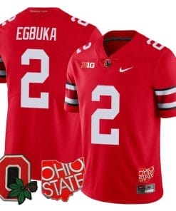 Emeka Egbuka Jersey #2 Ohio State Buckeyes College Football Stitched Logo Patch Scarlet