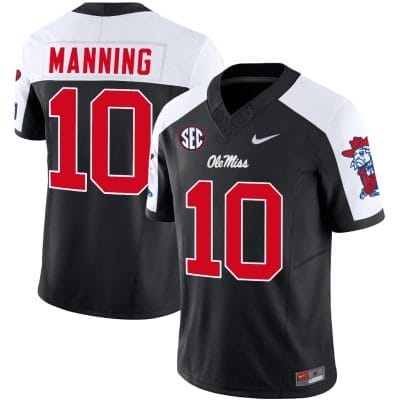Eli Manning Jersey #10 Ole Miss Rebels Football Vapor Limited All Stitched Black Alternate