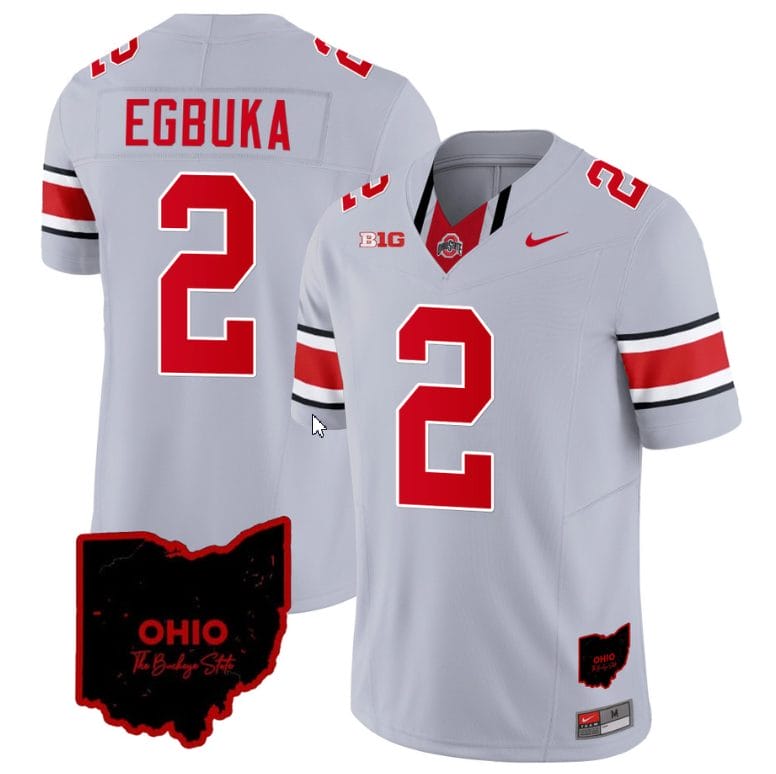 Emeka Egbuka Jersey #2 Ohio State Buckeyes College Football Stitched Vapor Limited Ohio Patch Gray 1 Emeka Egbuka Jersey #2 Ohio State Buckeyes College Football Stitched Vapor Limited Ohio Patch Gray