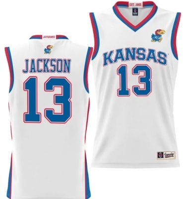 Elmarko Jackson Jersey #3 Kansas Jayhawks NIL College Basketball Lightweight White