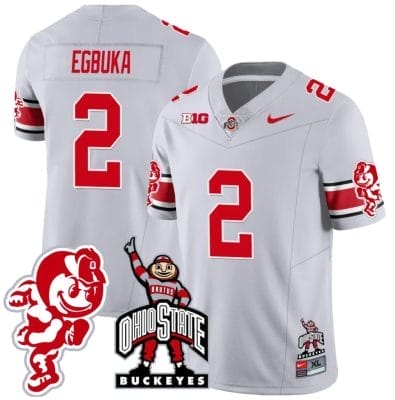 Emeka Egbuka Jersey #2 Ohio State Buckeyes Football Stitched Brutus Buckeye Patch Gray