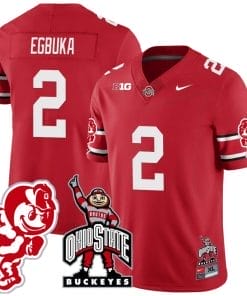 Emeka Egbuka Jersey #2 Ohio State Buckeyes Football Stitched Brutus Buckeye Patch Scarlet