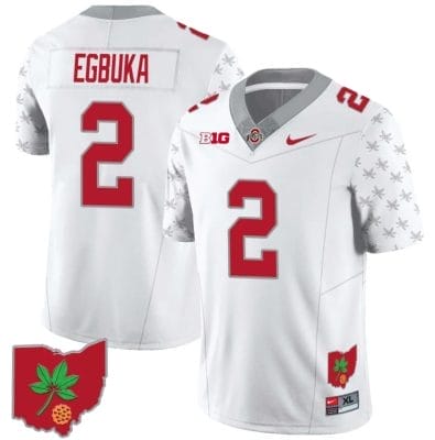Emeka Egbuka Jersey #2 Ohio State Buckeyes Football Stitched Ohio Map Patch White Special Style 2 8 Emeka Egbuka Jersey #2 Ohio State Buckeyes Football Stitched Ohio Map Patch White Special Style 2