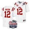 Fraser Masin Jersey #12 Ole Miss Rebels Peach Bowl Patch 2024 College Football White