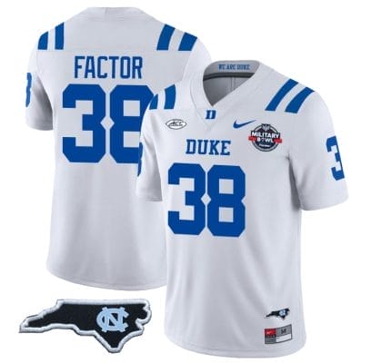 Factor Jersey #38 Duke Blue Devils Football Limited White NC State 8 Factor Jersey #38 Duke Blue Devils Football Limited White NC State