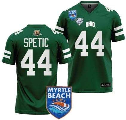 Gianni Spetic Jersey #44 Ohio Bobcats 2023 Myrtle Beach Bowl Patch College Football Green