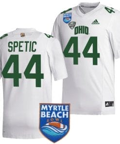 Gianni Spetic Jersey #44 Ohio Bobcats 2023 Myrtle Beach Bowl Patch MVP Football White
