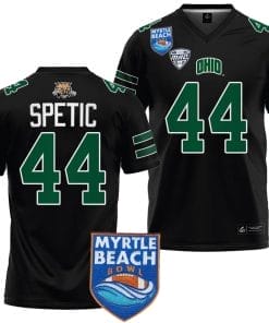 Gianni Spetic Jersey #44 Ohio Bobcats 2023 Myrtle Beach Bowl Patch College Football Black