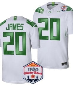 Jordan James Jersey #20 Oregon Ducks Fiesta Bowl Patch 2024 Football White