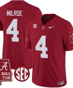 Jalen Milroe Jersey #4 Alabama Crimson Tide Vapor Limited Football Alabama Map Crimson