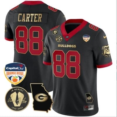 Jalen Carter Jersey #88 Georgia Bulldogs Vapor Limited Orange Bowl Patch Black Gold Trim 8 Jalen Carter Jersey #88 Georgia Bulldogs Vapor Limited Orange Bowl Patch Black Gold Trim