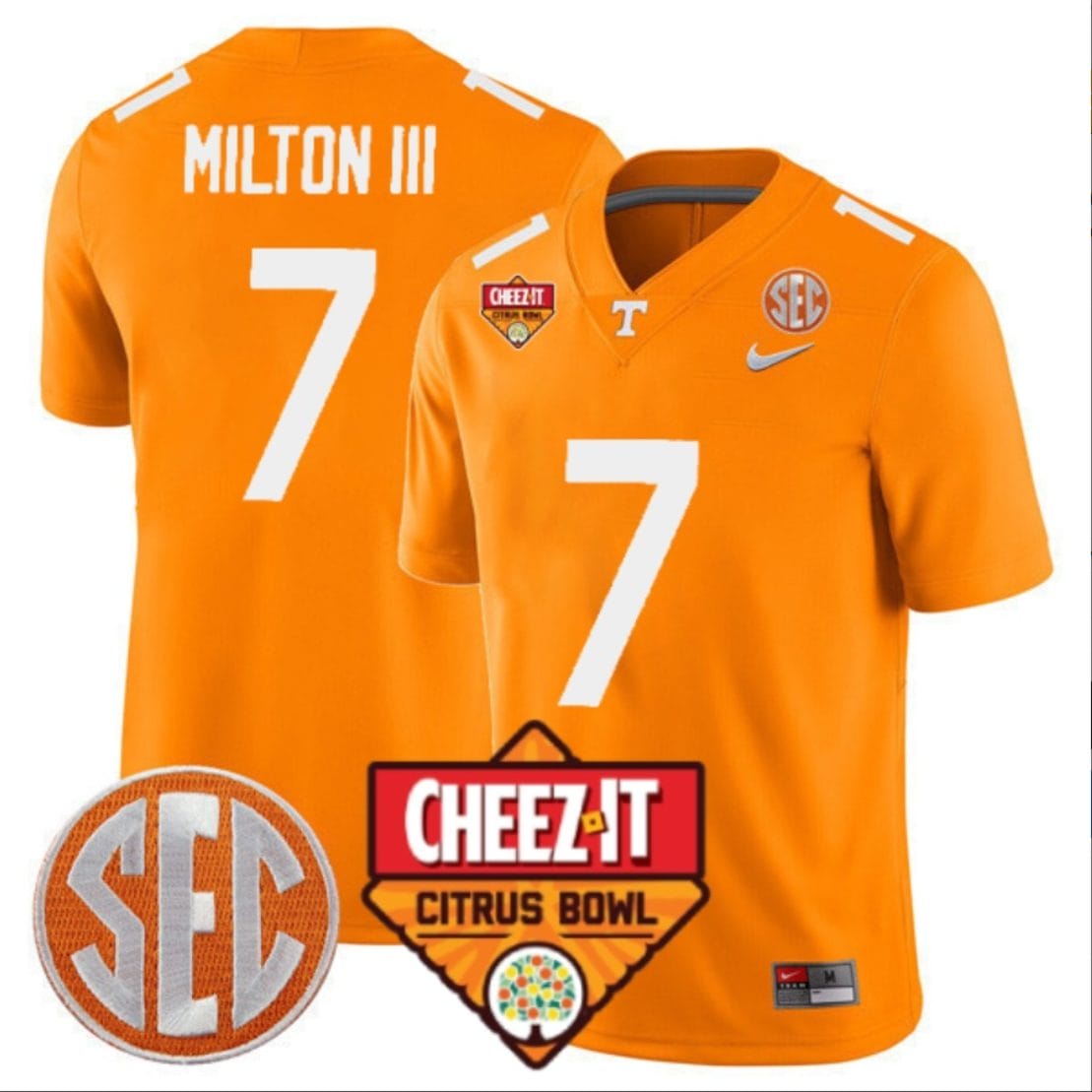 Joe Milton III Jersey #7 Tennessee Volunteers Football Cheez It Citrus Bowl Patch Orange 1 Joe Milton III Jersey #7 Tennessee Volunteers Football Cheez It Citrus Bowl Patch Orange