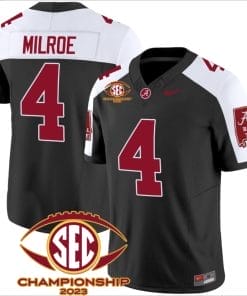Jalen Milroe Jersey #4 Alabama Crimson SEC Championship 2023 Patch Vapor Limited Football Black Alternate