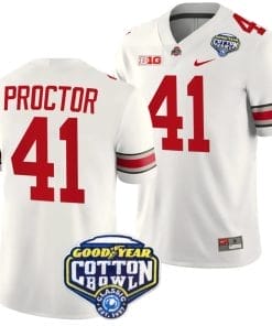 Josh Proctor Jersey #41 Ohio State Buckeyes Cotton Bowl Patch 2023 Football White