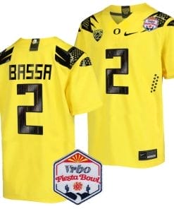 Jeffrey Bassa Jersey #2 Oregon Ducks Fiesta Bowl Patch 2024 Football Yellow